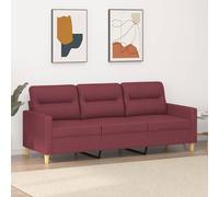 vidaXL Divano a 3 Posti Rosso Vino 180 cm in Tessuto