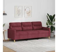 vidaXL Divano a 3 Posti Rosso Vino 180 cm in Tessuto