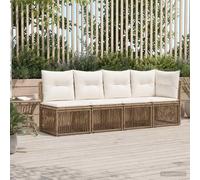vidaXL Divano a 4 posti con bracciolo sinistro 4 pcs 4-Numero di posti, Sofa rustico per esterni, resistente alle intemperie, in rattan sintetico, cuscini in schiuma, facile da pulire
