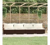 vidaXL Divano a 4 Posti con Cuscini in Polyrattan Marrone
