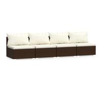 VIDAXL - Divano A 4 Posti Con Cuscini In Polyrattan Marrone
