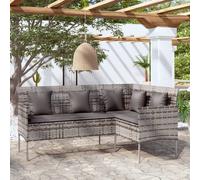 vidaXL Divano a Forma di L con Cuscini in Polyrattan Grigio