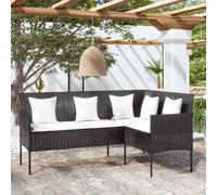 vidaXL Divano a Forma di L con Cuscini in Polyrattan Nero
