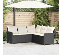 vidaXL Divano a Forma di L con Cuscini in Polyrattan Nero