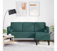 vidaXL Divano angolare 3 posti Verde scuro 160 cm in tessuto