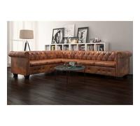 vidaXL Divano Angolare Chesterfield 6 posti Pelle Artificiale Marrone