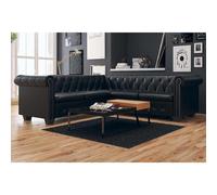vidaXL Divano Angolare Chesterfield a 5 Posti Pelle Artificiale Nera
