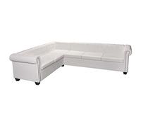 vidaXL Divano angolare Chesterfield a 6 posti bianco in similpelle