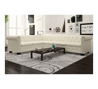 vidaXL Divano Angolare Chesterfield a 6 Posti Pelle Artificiale Bianca