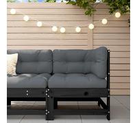 vidaXL Divano Angolare con Cuscini in Legno Massello di Pino Nero