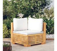 vidaXL Divano Angolare da Giardino con Cuscini Crema Massello di Teak