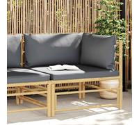 vidaXL Divano Angolare da Giardino con Cuscini Grigio Scuro in Bambù