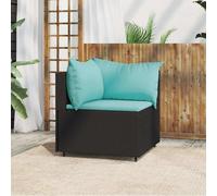 vidaXL Divano Angolare da Giardino con Cuscini in Polyrattan Nero