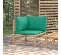 vidaXL Divano Angolare da Giardino con Cuscini Verdi in Bambù