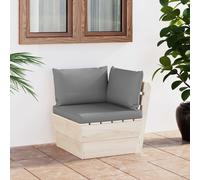 vidaXL Divano Angolare da Giardino su Pallet e Cuscini Legno di Abete