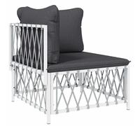 vidaXL Divano Angolare Giardino con Cuscini Bianco Tessuto Intrecciato