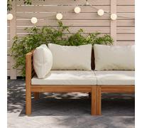 vidaXL Divano Angolare Modulare Cuscini Bianco Crema in Legno d'Acacia