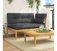 Divano Angolare su Pallet Giardino con Cuscini Massello Acacia
