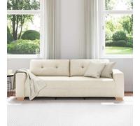vidaXL Divano Beige 221 x 78 x 80 cm Tessuto misto lino