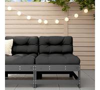 vidaXL Divano Centrale con Cuscini in Legno Massello di Pino Grigio