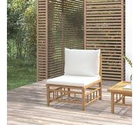 vidaXL Divano Centrale da Giardino con Cuscini Bianco Crema in Bambù