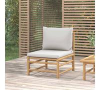 vidaXL Divano Centrale da Giardino con Cuscini Grigio Chiaro Bambù