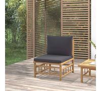 vidaXL Divano Centrale da Giardino con Cuscini Grigio Scuro Bambù
