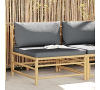 vidaXL Divano Centrale da Giardino con Cuscini Grigio Scuro in Bambù