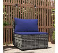 AX Salotto Divano Grigio Poltrona 2 Cuscini Blu Terrazza Polyrattan Patio 319849