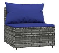 AX Salotto Divano Grigio Poltrona 2 Cuscini Blu Terrazza Polyrattan Patio 319849