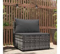 vidaXL Divano Centrale da Giardino con Cuscini in Polyrattan Grigio