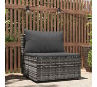 vidaXL Divano Centrale da Giardino con Cuscini in Polyrattan Grigio