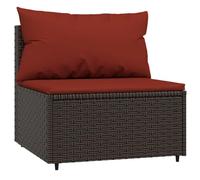 AX Divano Centrale Salotto 2 Cuscini/Rosso Cannella PolyRattan Moderno 0k 319817
