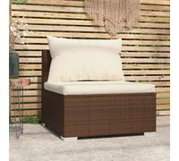 vidaXL Divano Centrale da Giardino con Cuscini in Polyrattan Marrone