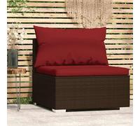 vidaXL Divano Centrale da Giardino con Cuscini in Polyrattan Marrone