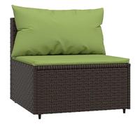 vidaXL Divano Centrale da Giardino con Cuscini in Polyrattan Marrone