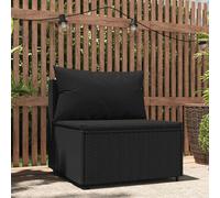 vidaXL Divano Centrale da Giardino con Cuscini in Polyrattan Nero
