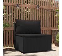 vidaXL Divano Centrale da Giardino con Cuscini in Polyrattan Nero