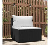 vidaXL Divano Centrale da Giardino con Cuscini in Polyrattan Nero