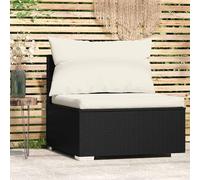 vidaXL Divano Centrale da Giardino con Cuscini in Polyrattan Nero