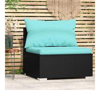 vidaXL Divano Centrale da Giardino con Cuscini in Polyrattan Nero