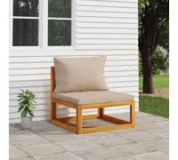 vidaXL Divano Centrale da Giardino con Cuscini Tortora Massello Acacia