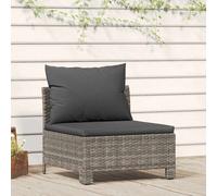 vidaXL Divano Centrale da Giardino con Cuscino in Polyrattan Grigio