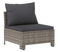 vidaXL Divano Centrale da Giardino con Cuscino in Polyrattan Grigio