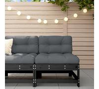 vidaXL Divano Centrale da Giardino Nero in Legno Massello di Pino