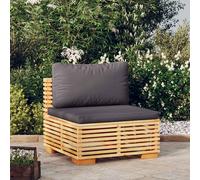 vidaXL Divano Centrale Giardino Cuscini Grigio Scuro Massello di Teak