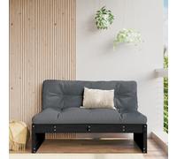 vidaXL Divano Centrale Giardino Nero 120x80cm Legno Massello Pino