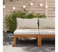 vidaXL Divano Centrale Modulare Cuscini Bianco Crema in Legno d'Acacia