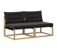 vidaXL Divano di Mezzo esterno Legno di Acacia Massiccio e Tessile, Mobili da Balcone, Stile Moderno per Esterni, Soggiorno in Legno di Acacia Durevole per Comfort e relax in Giardino