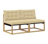 vidaXL Divano di Mezzo esterno Legno di Acacia Massiccio e Tessile, Mobili da Balcone, Stile Moderno per Esterni, Soggiorno in Legno di Acacia Durevole per Comfort e relax in Giardino